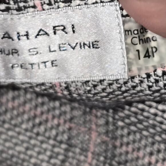 Tahari Grey and Pink Plaid Women's Career Academia Pants Size 14P‎ Petite New+ - Picture 10 of 12